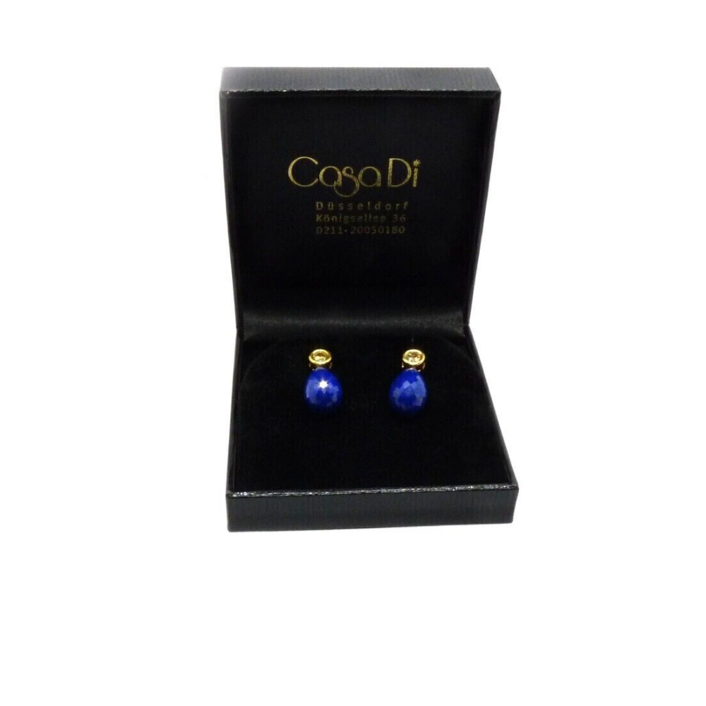 Ohrringe 2 Brillanten 1,41ct 2 Lapislazuli 12,07ct 750 18K Gelbgold Länge 3cm