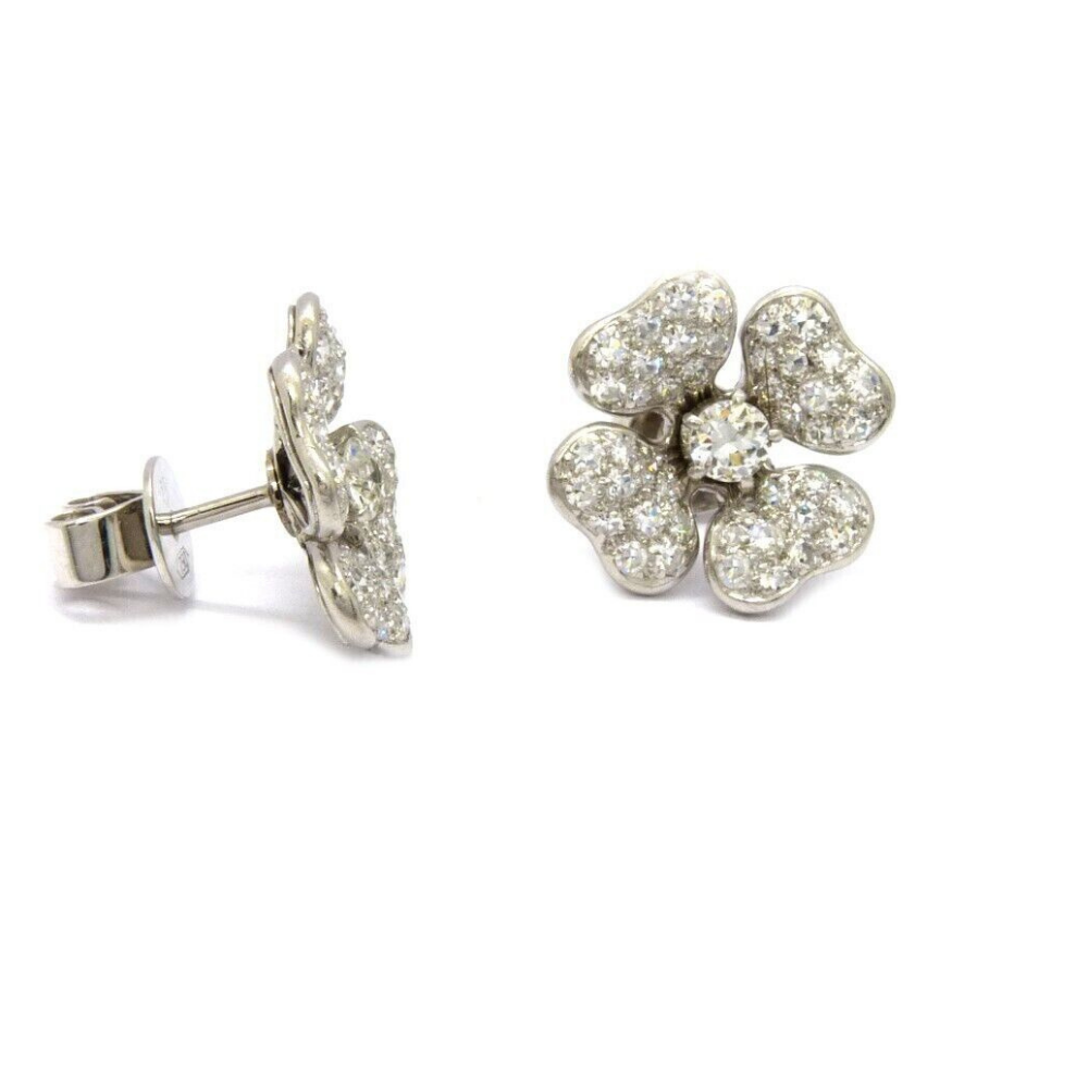 Art Deco Ohrstecker um 1915 ca.2,68ct Rose Cut Diamanten 750 18K Weißgold