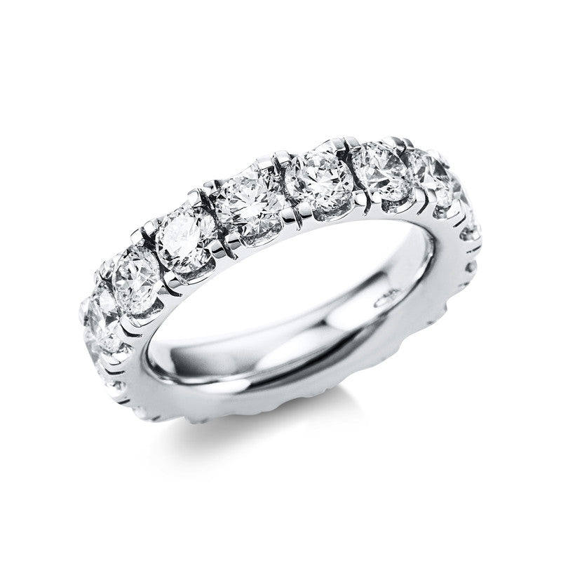 Memoire Ring 18K WG, 17 Brillanten 3,93 ct, TW-Vsi, B:5,1 mm, Weite:54