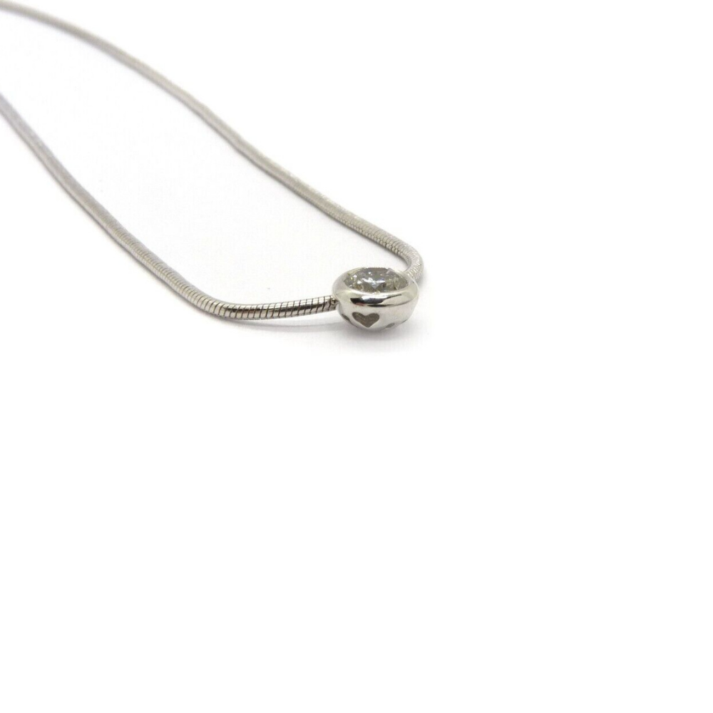 Solitär Anhänger Läufer Brillant 0,20ct H-Vs 585 14K Weißgold Länge 43,5cm