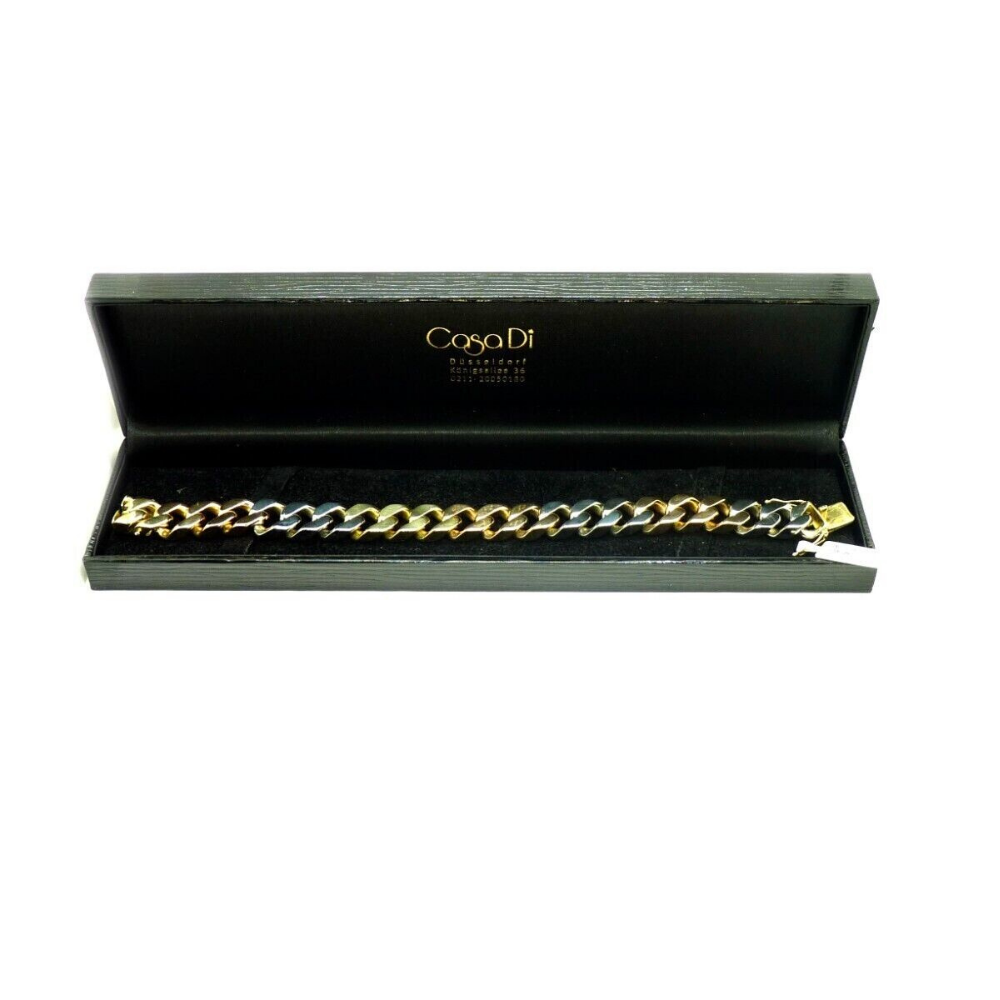 98,31 Gramm Flach-Panzer Armband 750 18K Tricolor 12mm Breit 4,5 mm Dick L: 20cm