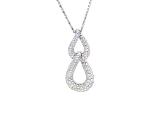 Kettenglied Anhänger Pave 196 Brillanten 3,38ct  750 18K Weißgold  45cm Lang
