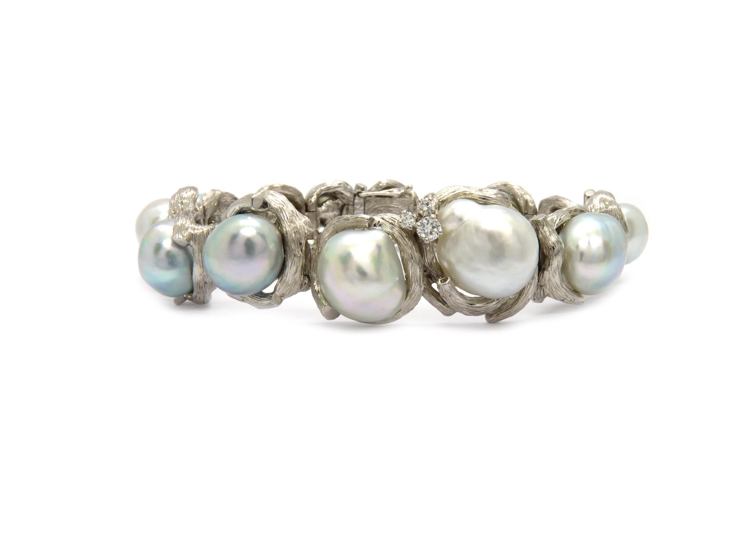 Julia Plana Design Perlen Armband 3 Brillanten 0,20ct 750er 18K Gold L.18cm