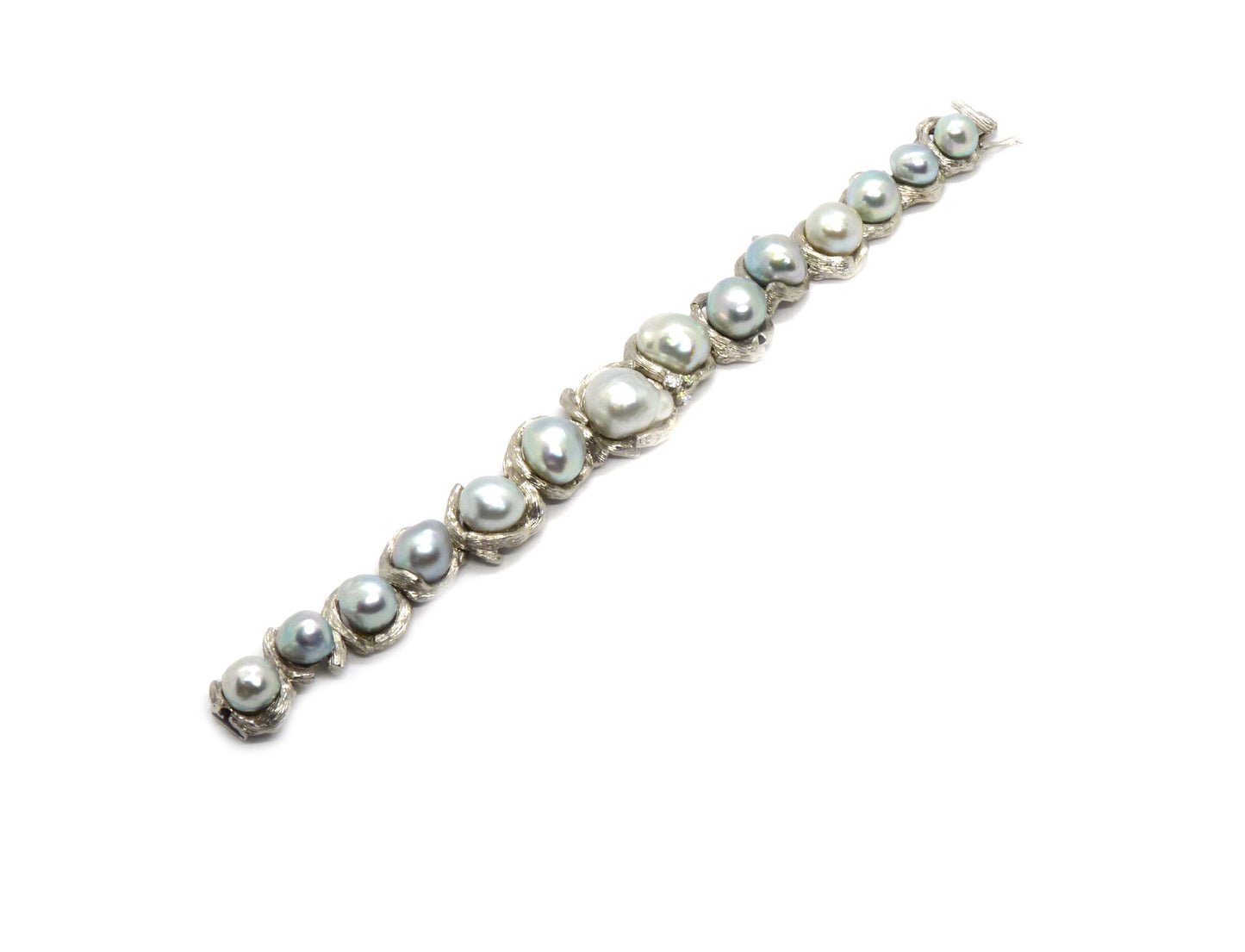 Julia Plana Design Perlen Armband 3 Brillanten 0,20ct 750er 18K Gold L.18cm