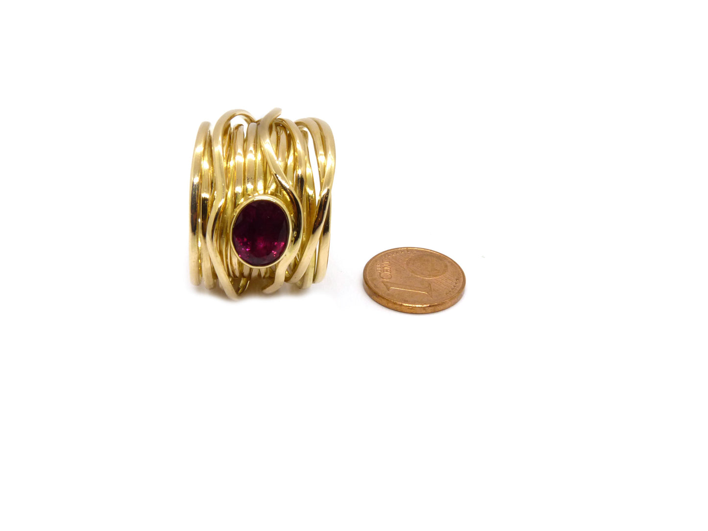 Eye Catcher Desinger Gabriela Uphaus Ring 1Rubin 2,13ct 750 18K Gelbgold Gr 63