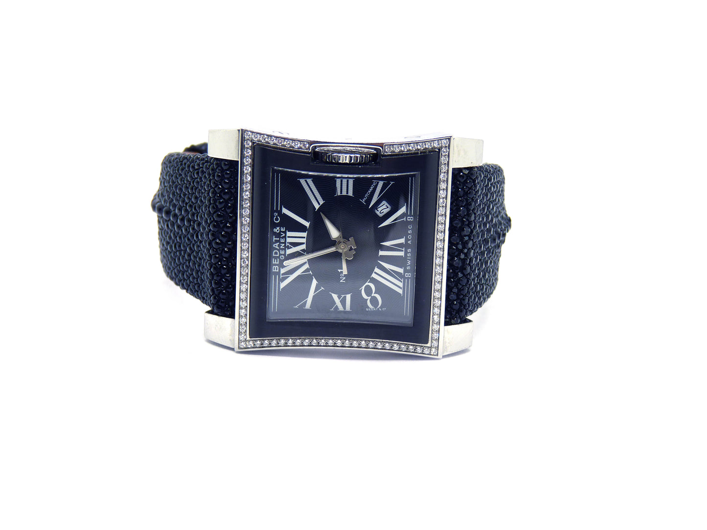 Bedat & Co. Geneve Uhr Ref: No.1 Stahl Gehäuse mit 0,44ct Brillanten Lederband