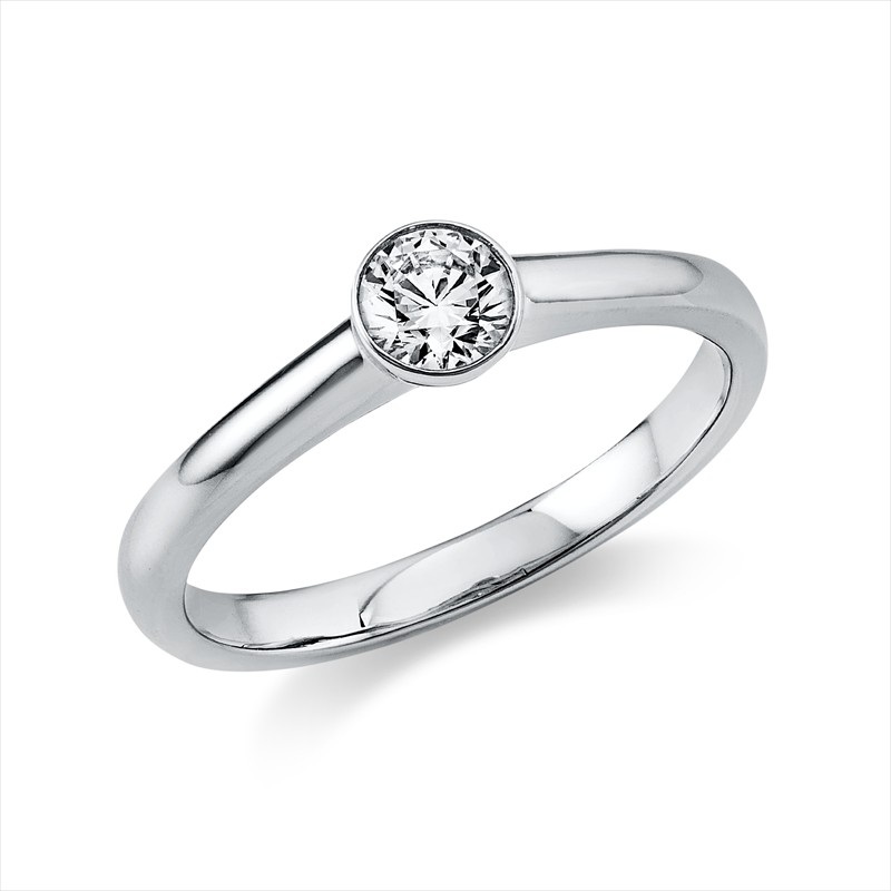 Ring Zarge 18 kt WG, 1 Brill. 0,40 ct, TW-Vsi, B:2,0 mm, Weite:52