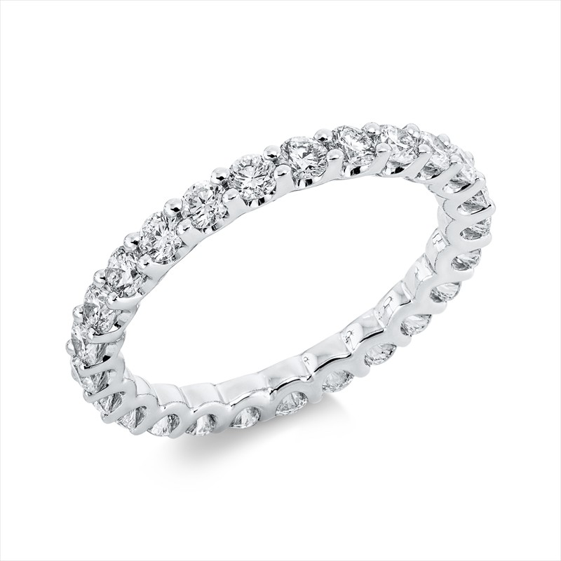 Memoire Ring 18K WG, 25 Brillanten 1,40 ct, TW-Vsi, Weite:53