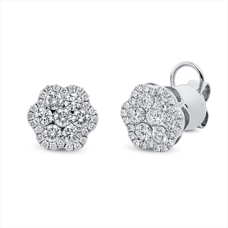 Ohrstecker 18 k WG, 62 Brillanten 1,05 ct, TW-si