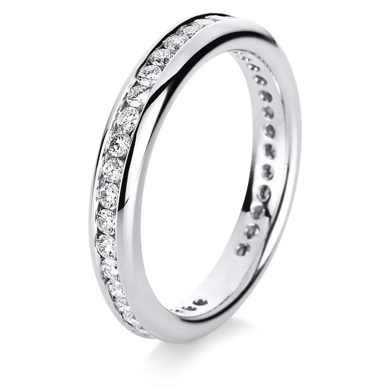 Memoire Ring 18K WG, 38 Brillanten 0,75 ct, TW-Vsi, B:3,5 mm, Weite:52