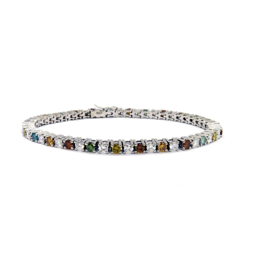 Riviere Armband mit Multicolor Brillanten ca.3,70ct 52 Stück L.18 cm