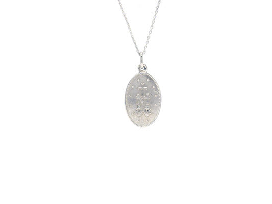 Madonna Anhänger Oval 750 18K Weißgold 23mmx14mm Länge 48cm