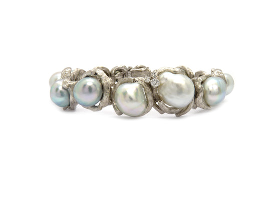 Julia Plana Design Perlen Armband 3 Brillanten 0,20ct 750er 18K Gold L.18cm