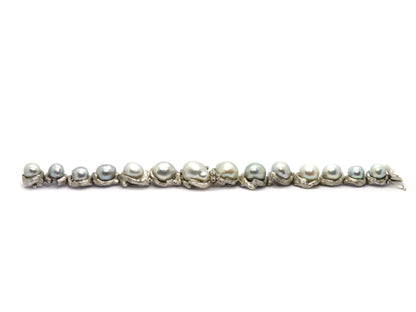 Julia Plana Design Perlen Armband 3 Brillanten 0,20ct 750er 18K Gold L.18cm