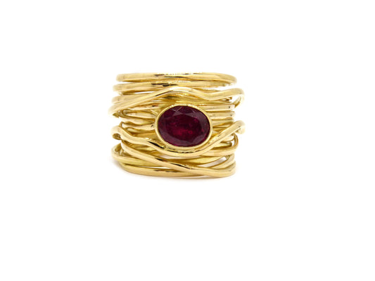 Eye Catcher Desinger Gabriela Uphaus Ring 1Rubin 2,13ct  750 18K Gelbgold Gr 63