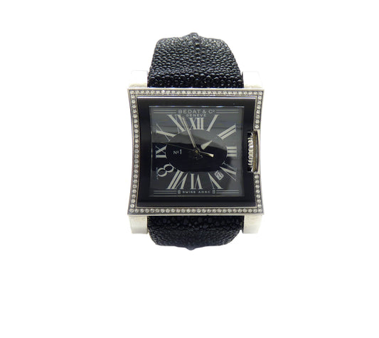 Bedat & Co. Geneve  Uhr Ref: No.1  Stahl Gehäuse mit 0,44ct Brillanten Lederband