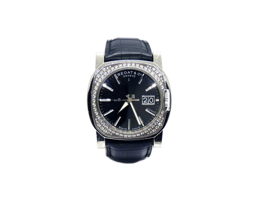Bedat & Co.Geneve Uhr Ref: No.8 Stahl Gehäuse mit 75 Brillanten 1,58ct Lederband