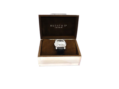 Bedat & Co.Geneve Uhr Ref: No.8 Stahl Gehäuse mit 75 Brillanten 1,58ct Lederband
