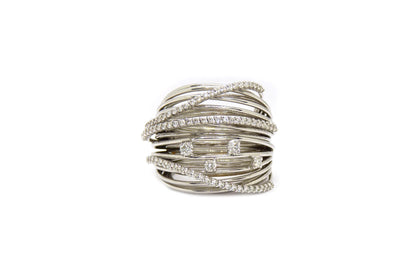 Designer Ring 85 Brillanten 0,92ct 18,28 Gramm 750 18K Weißgold Gr 56