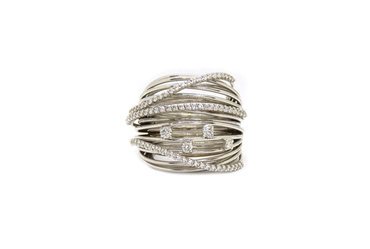 Designer Ring 85 Brillanten 0,92ct 18,28 Gramm 750 18K Weißgold Gr 56