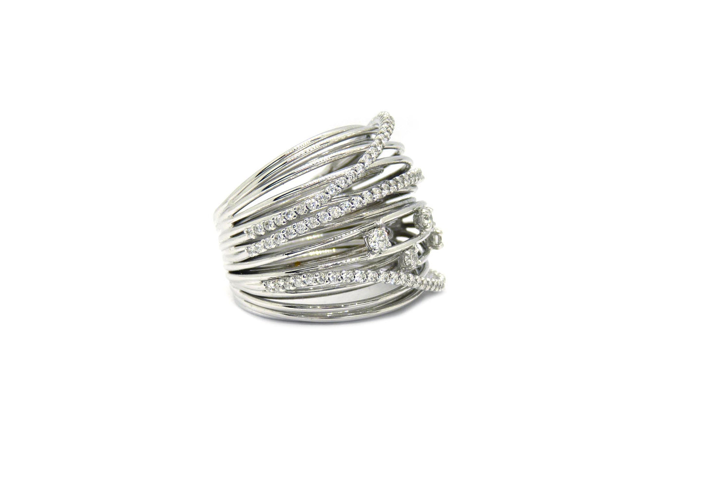 Designer Ring 85 Brillanten 0,92ct 18,28 Gramm 750 18K Weißgold Gr 56
