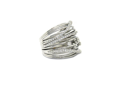 Designer Ring 85 Brillanten 0,92ct 18,28 Gramm 750 18K Weißgold Gr 56