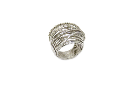 Designer Ring 85 Brillanten 0,92ct 18,28 Gramm 750 18K Weißgold Gr 56