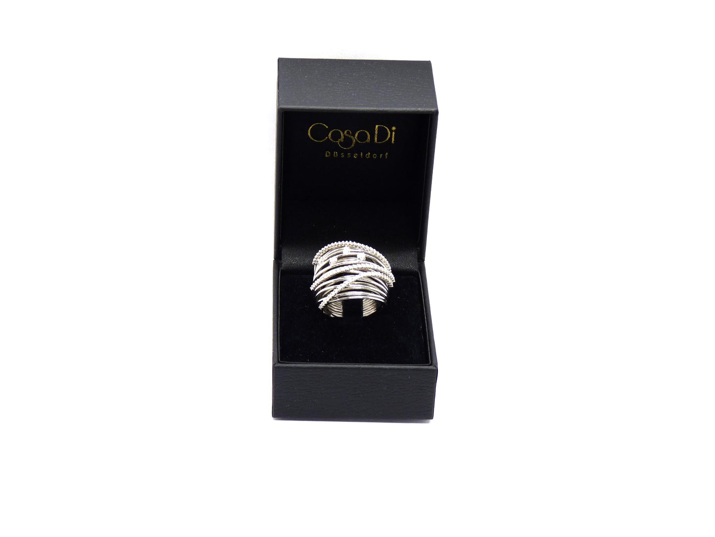 Designer Ring 85 Brillanten 0,92ct 18,28 Gramm 750 18K Weißgold Gr 56