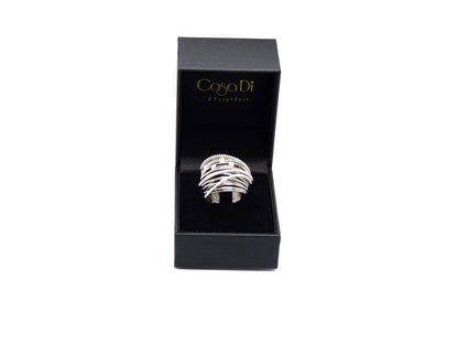 Designer Ring 85 Brillanten 0,92ct 18,28 Gramm 750 18K Weißgold Gr 56